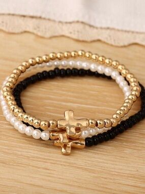 Beaded Cross Bracelet Set